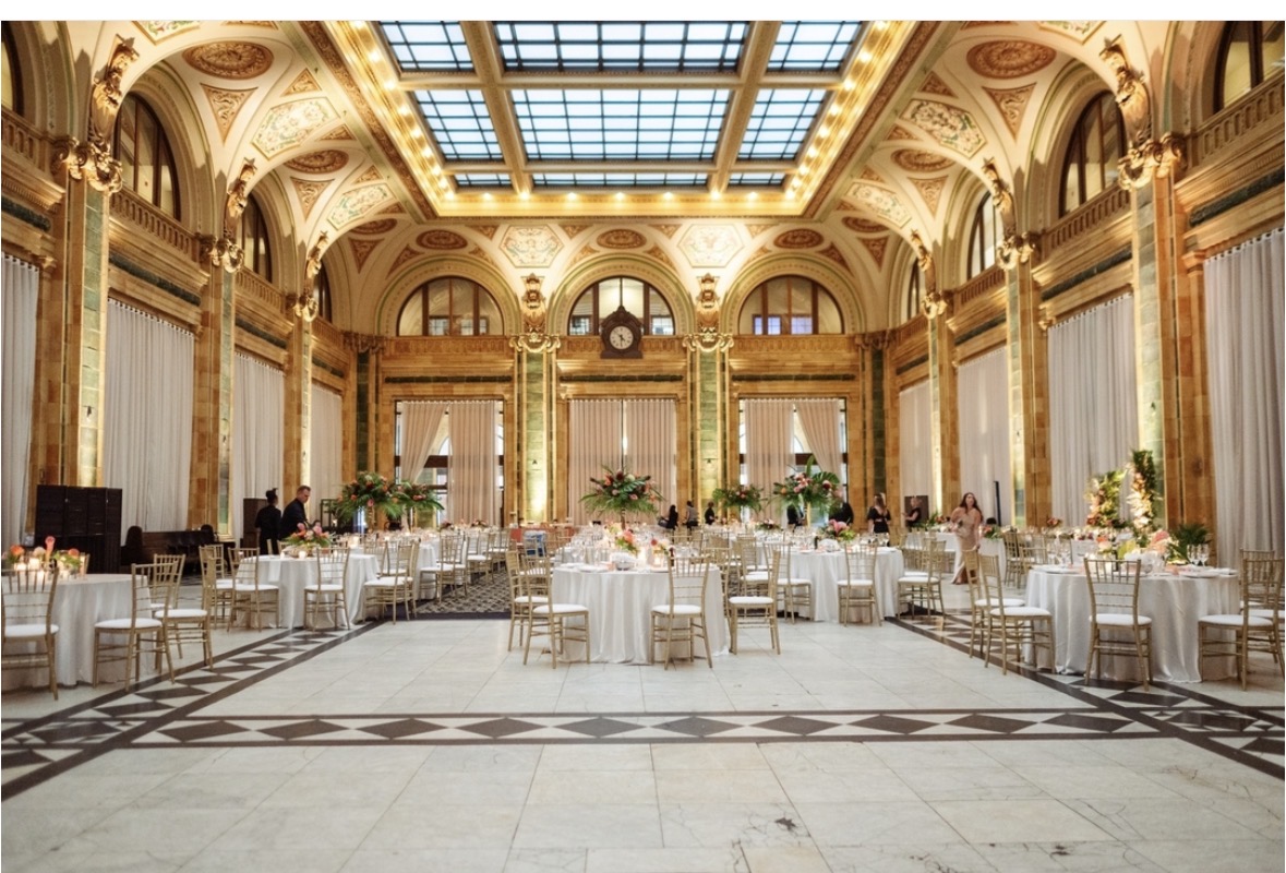 Elegant ballroom wedding reception