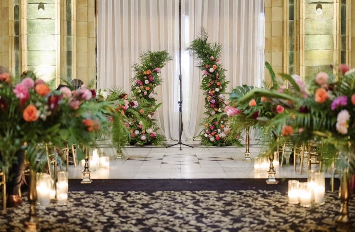 Colorful floral wedding ceremony